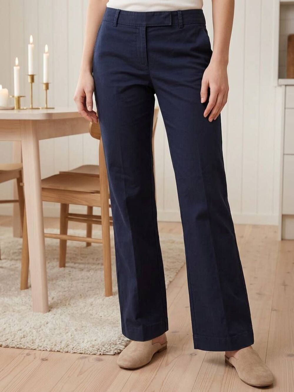 🐞Loft Navy Ann Wide Leg Chino Pants Size 8